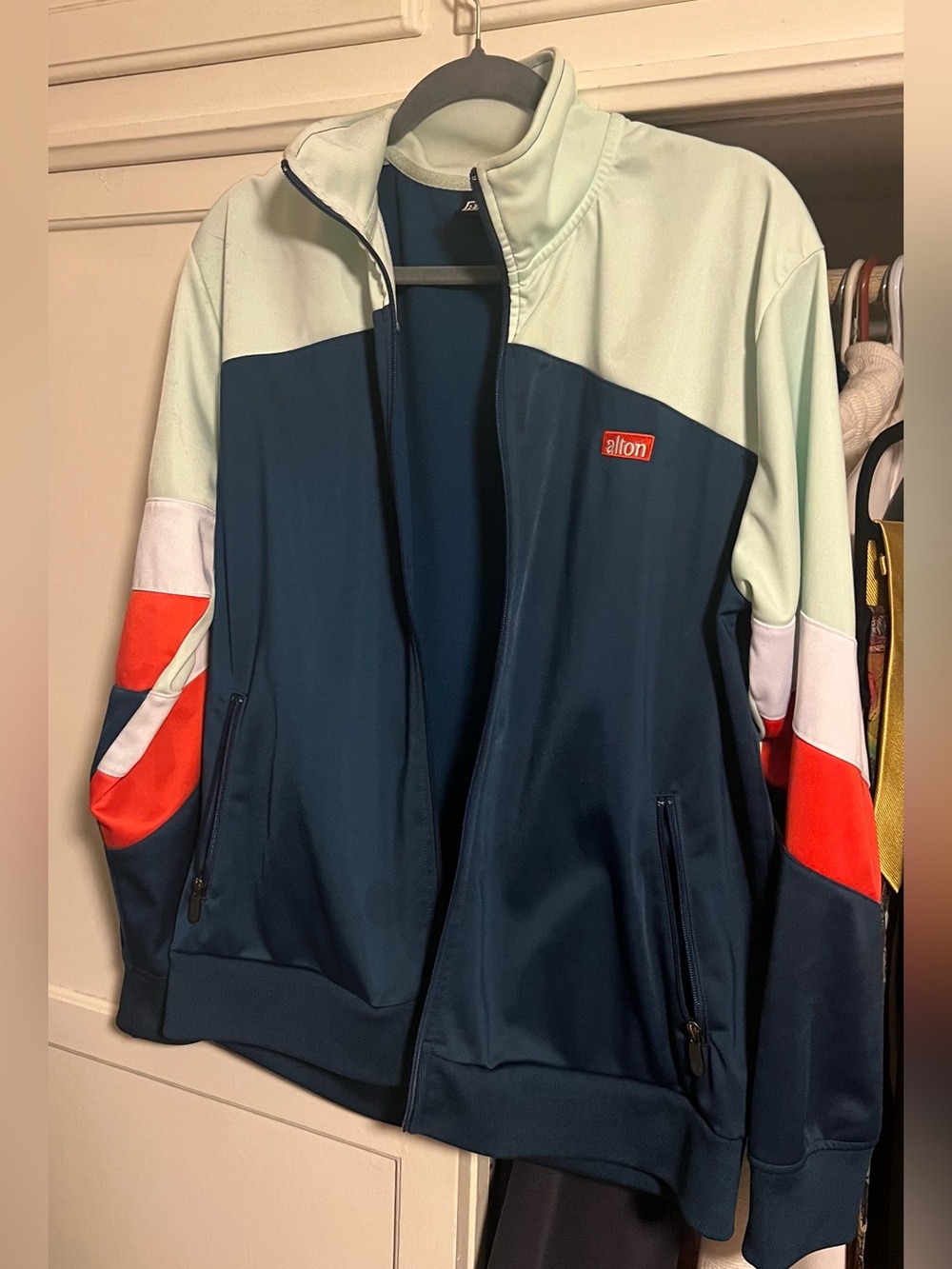 Vintage Men's vColorblock Windbreaker Jacket - Navy, Mint & Red by Elton